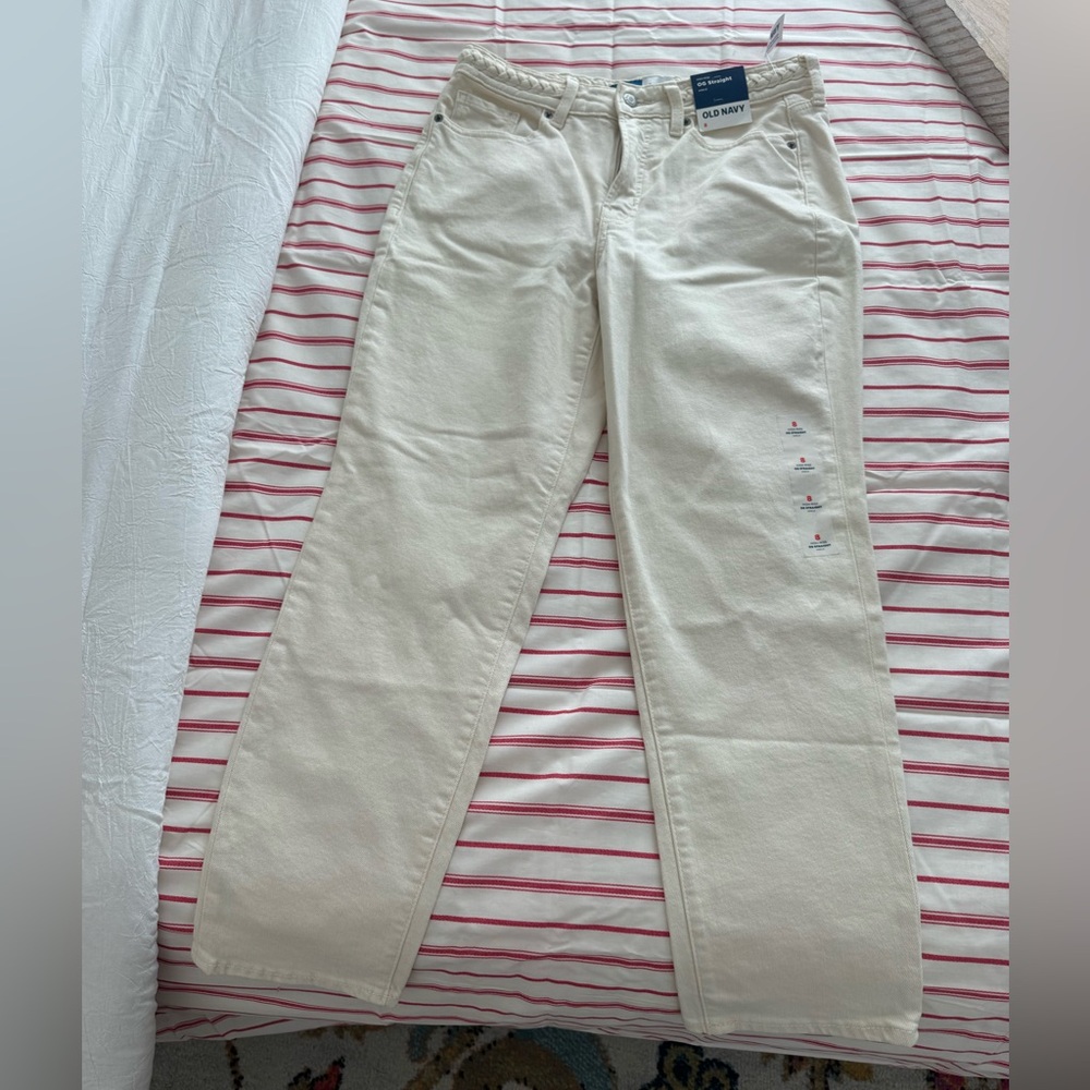 Old Navy Women's Straight Leg Cream Jeans